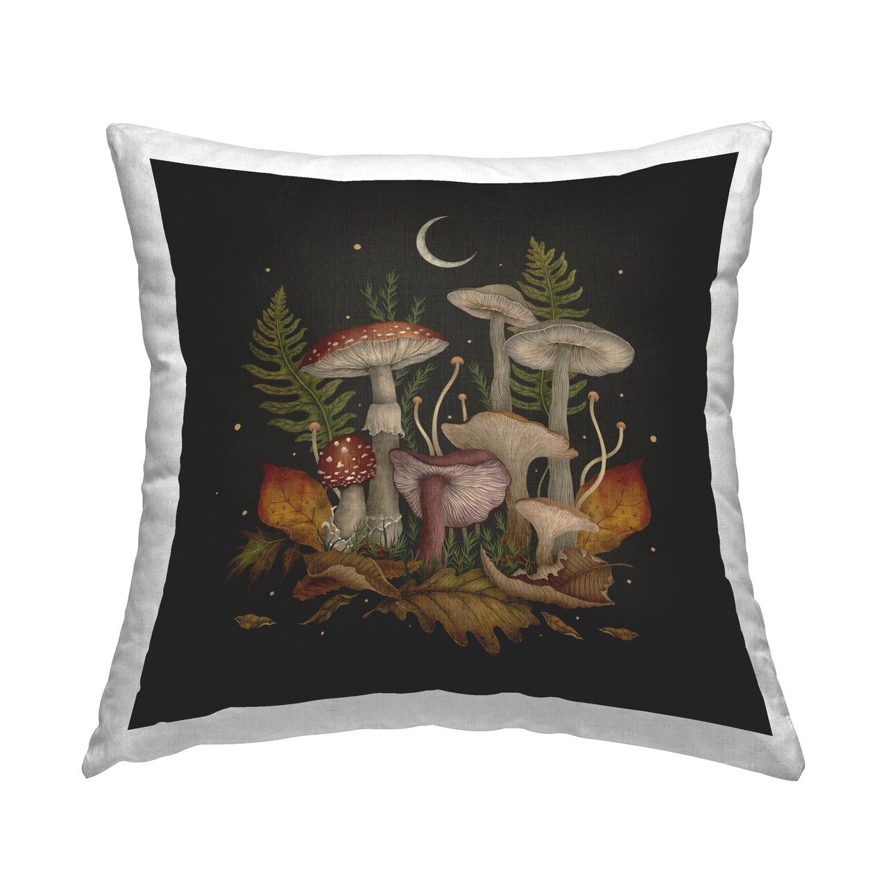 Detailed Woodland Mushrooms Design by Episodic Drawings Throw Pillow